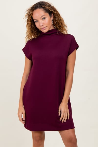 Entro Plum Mock Neck Mini Dress