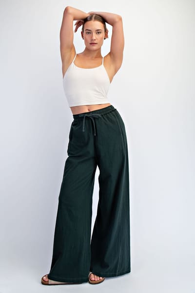 Rae Mode Forest Green Drawstring Wide Leg Lounge Pant