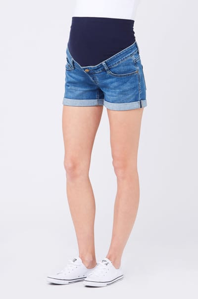 Ripe Maternity Denim Shorty Shorts Blue