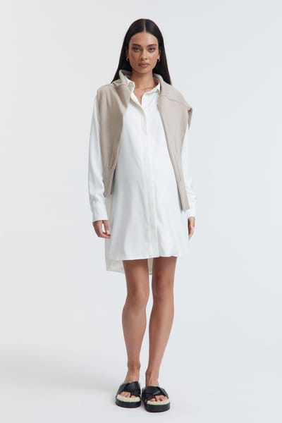 LÉGOE HERITAGE Satin Cali Shirtdress (Oyster) - FINAL SALE