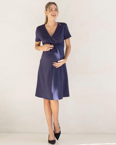 Angel Maternity Colette Soft Ponte Work Dress in Navy