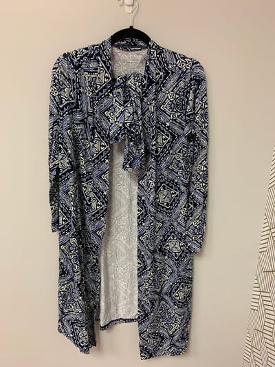 Latched Mama Outlet 5467 - Latched Mama Maternity Labor Nursing Robe - Navy Mosaic - XS/S