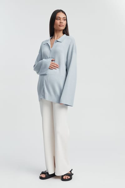 Legoe Heritage LS Button Down Collar Top (Mineral Blue)