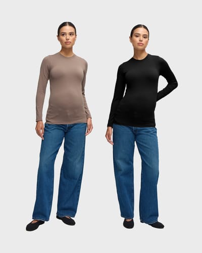 Ingrid+Isabel Seamless Maternity Rib Long Sleeve Crew Tee 2 Pack Bundle