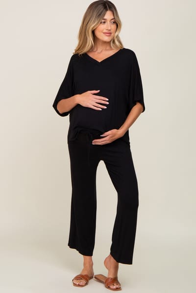 Better Be Black Cropped Pant Maternity Set