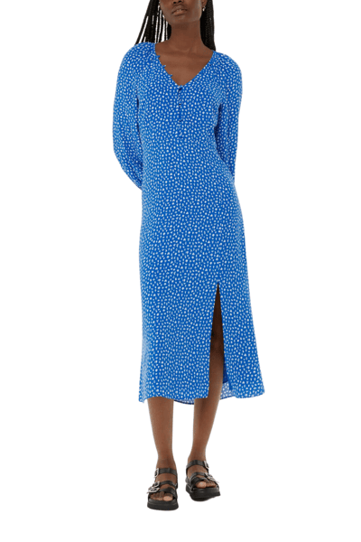 For The Creators Micro Cactus Print Midi Dress in Blue