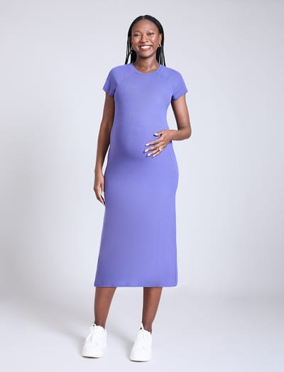 Motherhood Maternity Ribbed Raglan Midi Dress