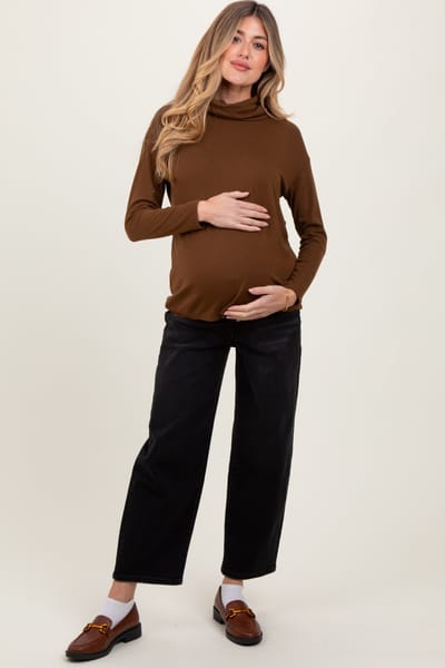 Vervet Black Cropped Wide Leg Maternity Jeans