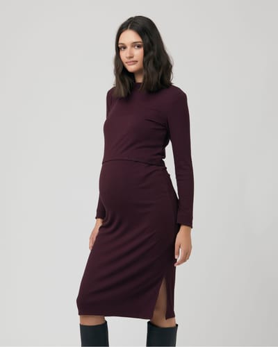 Special Addition Ruby Rib Nursing Dress in Maroon