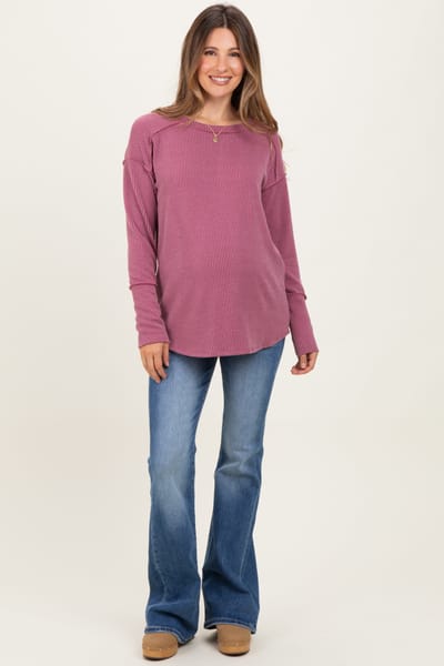 Risen Jeans Blue Lightly Distressed Maternity Flare Jeans