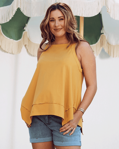 Angel Maternity Luana Maternity Asymmetric Cotton Tee - Sunshine Yellow