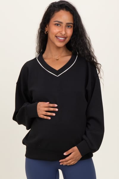 Rae Mode Black V-Neck Maternity Sweatshirt