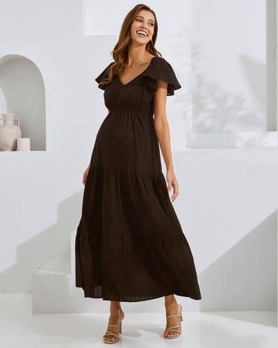 Angel Maternity Serena Maternity Cotton Dress in Black