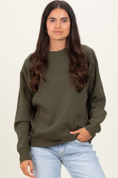Zenana Outfitters Dark Olive Fleece Sweatshirt