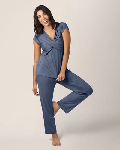 Kindred Bravely Davy Maternity & Nursing Pajama Set | Slate Blue