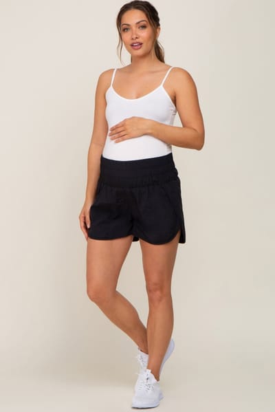 PinkBlush Black Curved Hem Active Maternity Shorts