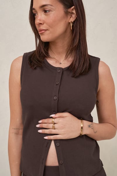Bae the Label Storyline Button Tank - Chocolate