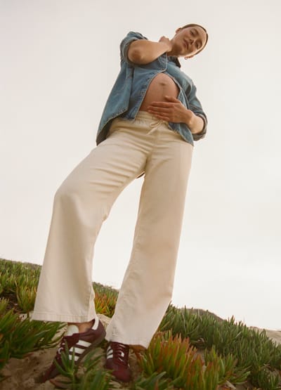 HATCH The Drapey Denim Wide Leg Pant