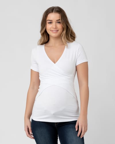 Ripe Maternity Embrace Short Sleeve Nursing Tee White