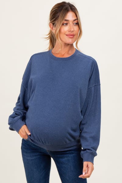 Hyfve Navy Long Sleeve Maternity Sweatshirt