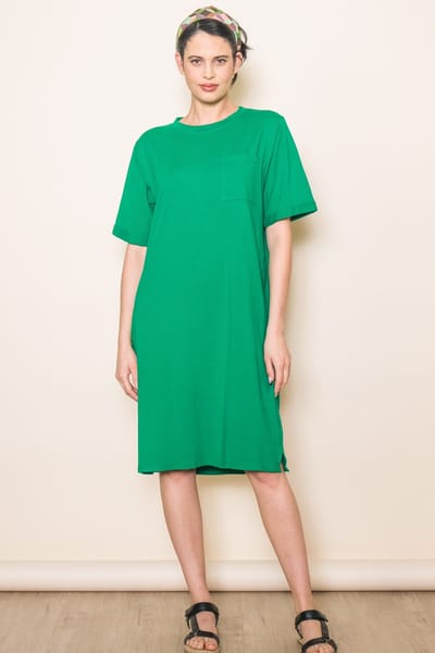 Elloh Green Oversized Round Neck T-Shirt Dress