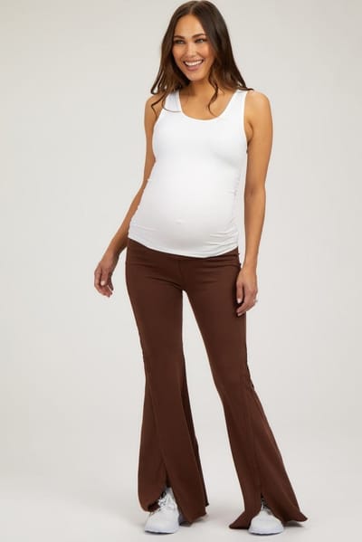 PinkBlush Brown Terry Flare Maternity Lounge Pants