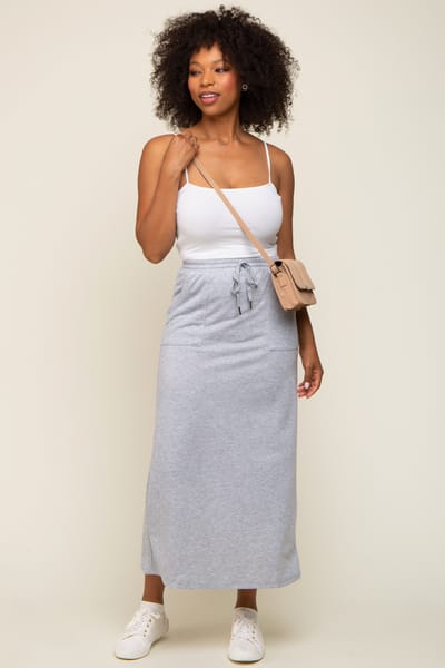 Hyfve Grey Fleece Drawstring Maxi Skirt