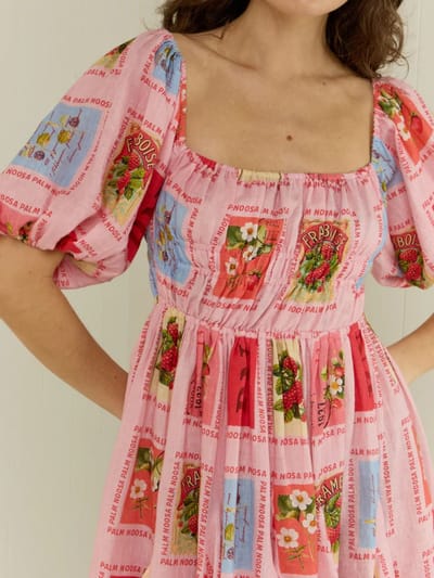 For The Creators Flora Dress in Strawberry Stamp