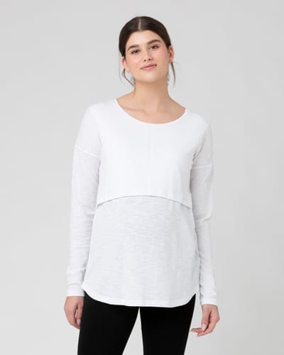 Ripe Maternity Richie Long Sleeve Nursing Tee White