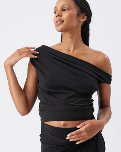 Ripe Maternity Rhi Off Shoulder Top Black