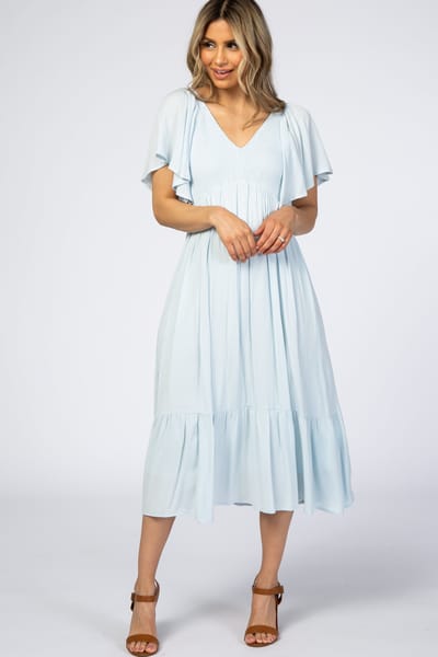 In Loom Light Blue Smocked Ruffle Dress