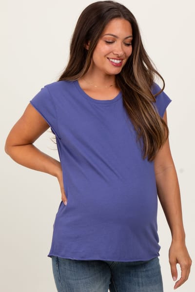 Hyfve Navy Soft Cap Sleeve Maternity T-Shirt Top