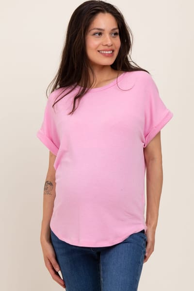 PinkBlush Light Pink French Terry Maternity Top