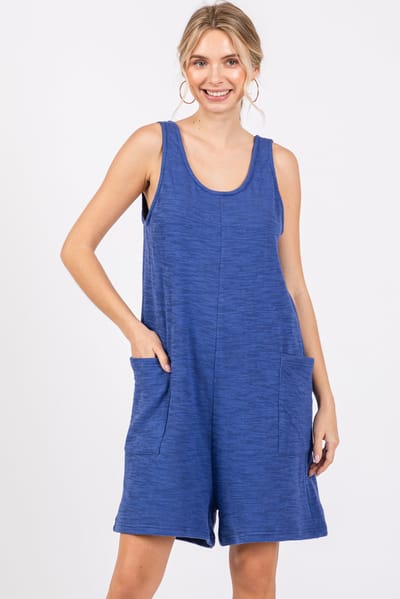 Listicle Blue Oversized Knit Romper