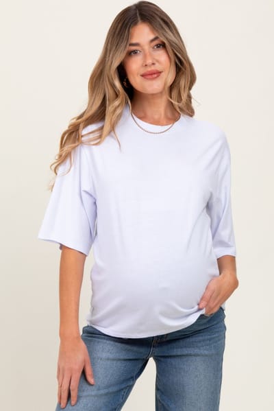 Popular 21 White Crew Neck Oversized Maternity Tee