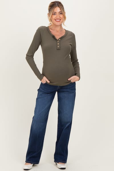 PinkBlush Navy Dark Wash Boyfriend Fit Maternity Jeans