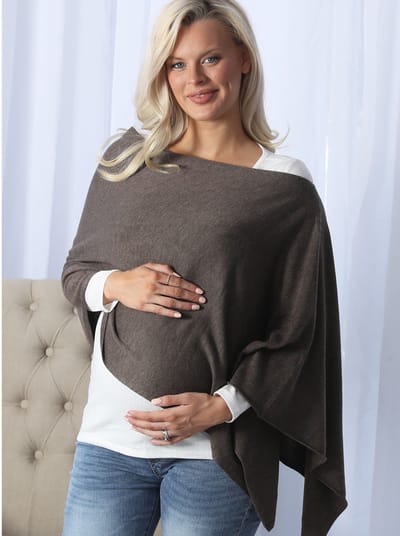 Angel Maternity Moozie Mama Luxury Poncho/Scarf Maternity & Nursing Cover in Mocha