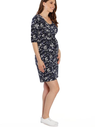 Angel Maternity The Mommy Drawstring Half Sleeve Dress - Floral Print