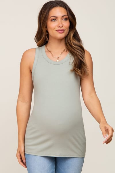 PinkBlush Sage Sleeveless Ribbed Maternity Top