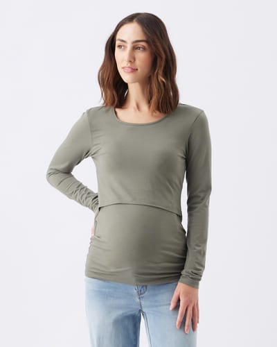 Ripe Maternity Organic Cotton Nursing Top Moss