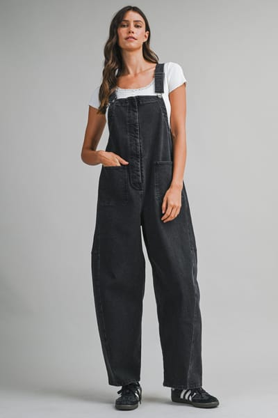 Mable Black Washed Denim Overalls