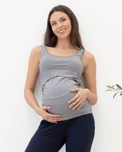 Angel Maternity Abbie Maternity/Nursing Tank Top in Navy Stripes