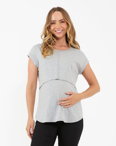 Ripe Maternity Richie Nursing Tee Grey Marle
