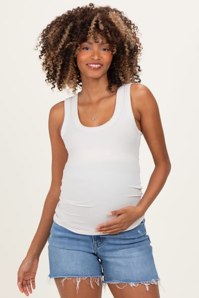 PinkBlush Sand Ribbed Scoop Neck Maternity Tank Top