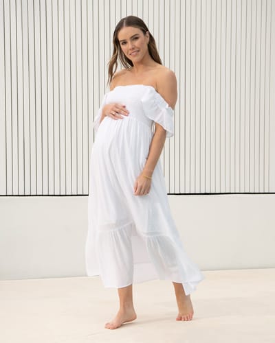 Ripe Maternity Hail Spot Dress White