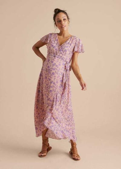 Hatch Flutter Sleeve Faux Wrap Dress