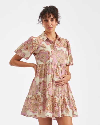 Ripe Maternity Hope Linen Dress  Natural