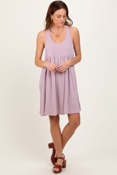 Rhea + Thea Mauve Ribbed Sleeveless Open Back Midi Dress