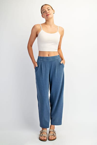 Rae Mode Light Navy Mineral Wash Pleated Lounge Pants
