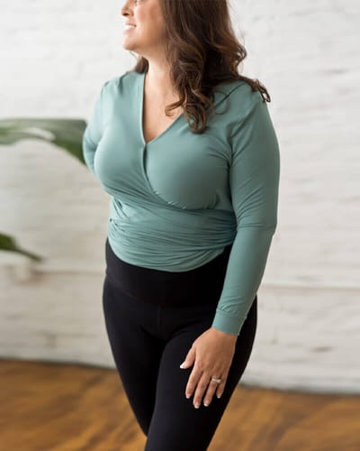 Milk & Baby Nursing & Maternity Everywhere Long-Sleeve Wrap Blouse | Mineral